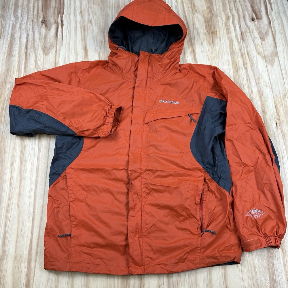 Columbia Men's Medium Orange Gray Omni-Tech Windbreaker Jacket Outdoor Hiking